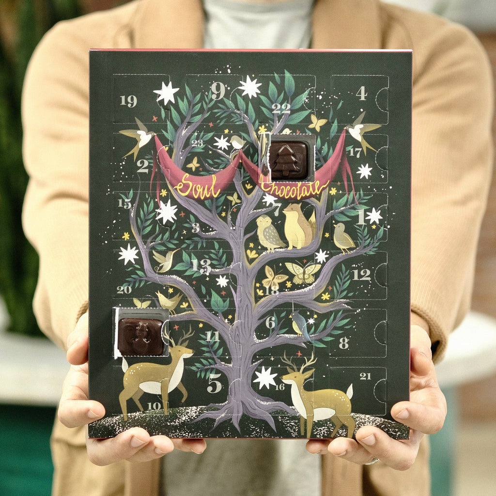 a decorated chocolate advent calendar for christmas
