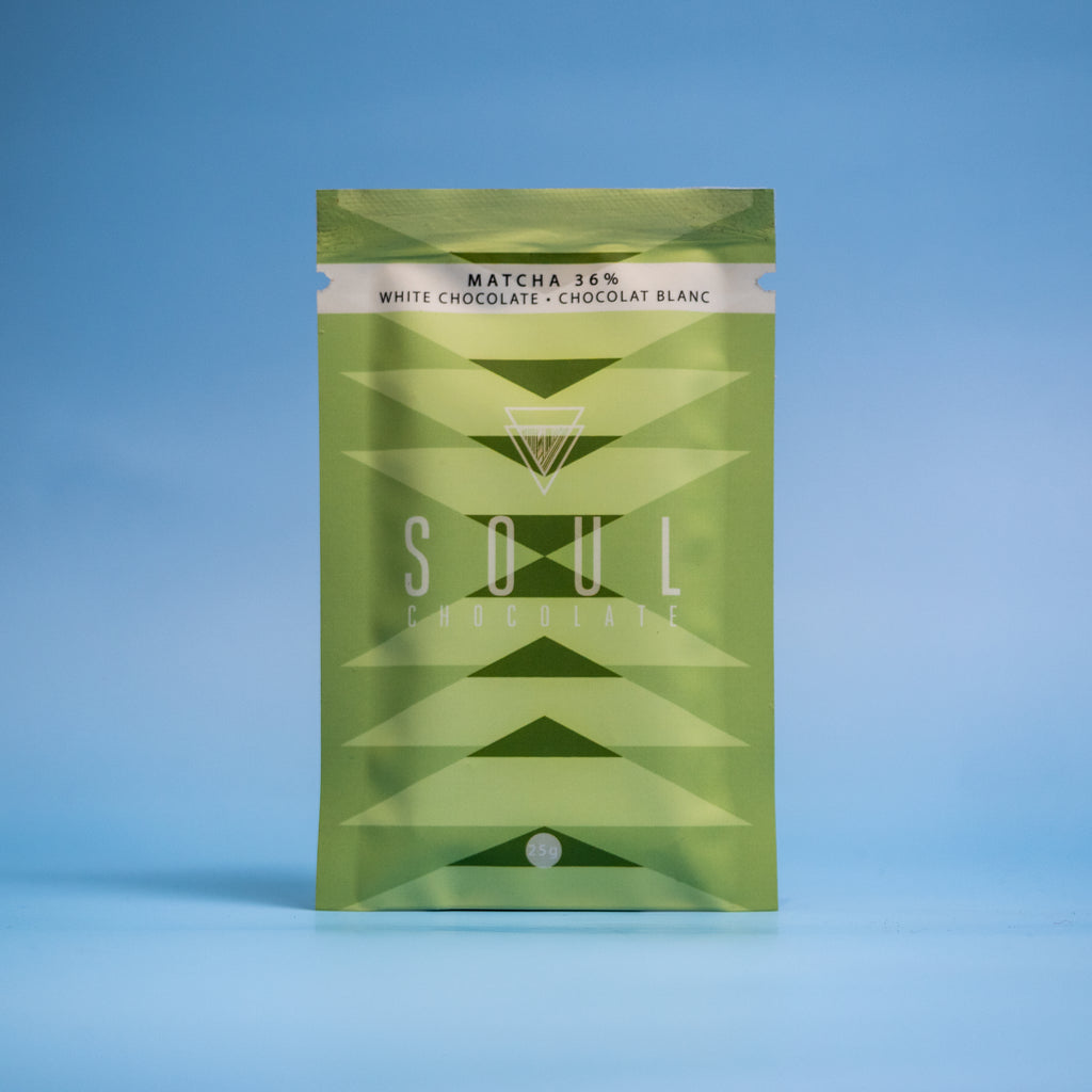 A green tea white chocolate bar made with matcha 